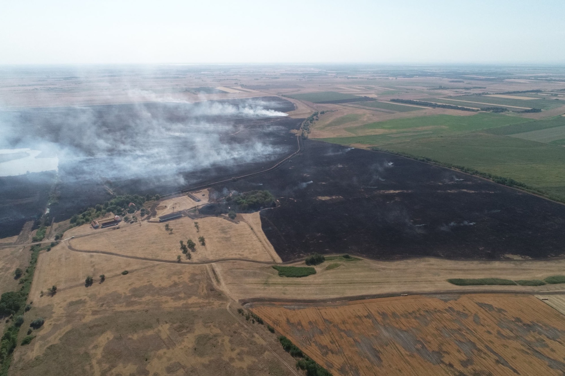 Fire in the Hortobágy National Park in the summer of 2022.